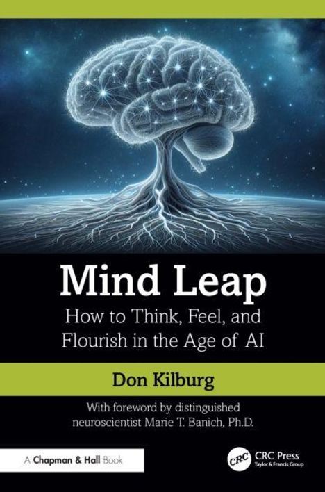 Buchcover: "Mind Leap: How to Think, Feel, and Flourish in the Age of AI" von Don Kilburg. Illustration eines Gehirns.