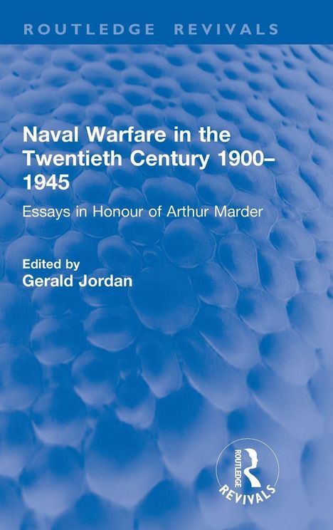 Titel des Buches: "Naval Warfare in the Twentieth Century 1900–1945", herausgegeben von Gerald Jordan. Blaues Muster.