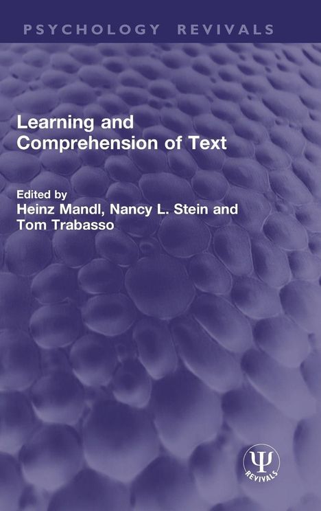 "Learning and Comprehension of Text" steht weiß auf lila Struktur, oben "Psychology Revivals", unten drei Herausgebernamen.
