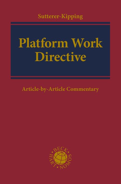 Titel: "Platform Work Directive". Autor: Sutterer-Kipping. Untertitel: "Article-by-Article Commentary". Roter Hintergrund.