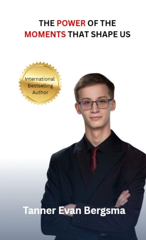Oben steht: "THE POWER OF THE MOMENTS THAT SHAPE US". Darunter ein Mann im Anzug mit einer goldenen Medaille.