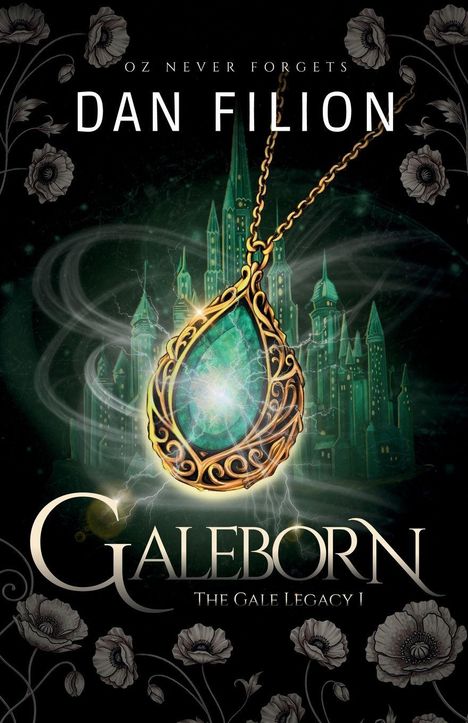 "Galeborn: The Gale Legacy I" von Dan Filion. Grün leuchtender Anhänger vor einer smaragdgrünen, zauberhaften Stadt.