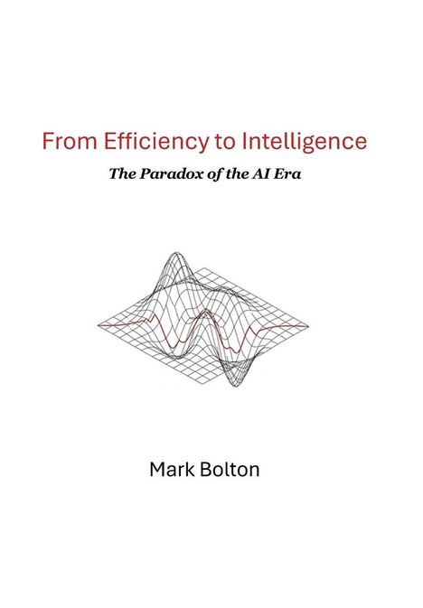 "From Efficiency to Intelligence: The Paradox of the AI Era." Autor: Mark Bolton. Illustration eines 3D-Diagramms.