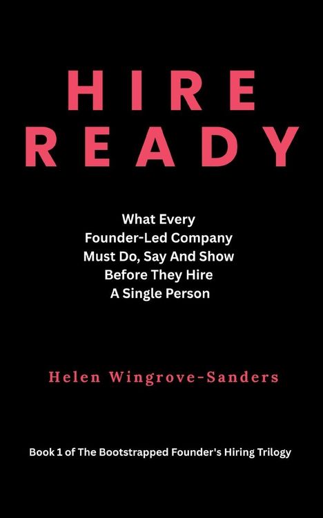 „HIRE READY“ in rosa Schrift, gefolgt von einem Untertitel über Unternehmensführung und Autorinformationen.