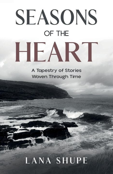 „SEASONS OF THE HEART“ steht oben. Ein dramatisches Foto von Meerwellen und einer felsigen Küste darunter.