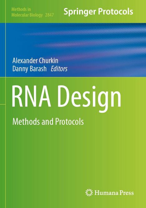 "RNA Design: Methods and Protocols". Oben steht "Springer Protocols". Dominierende grüne Farbe.