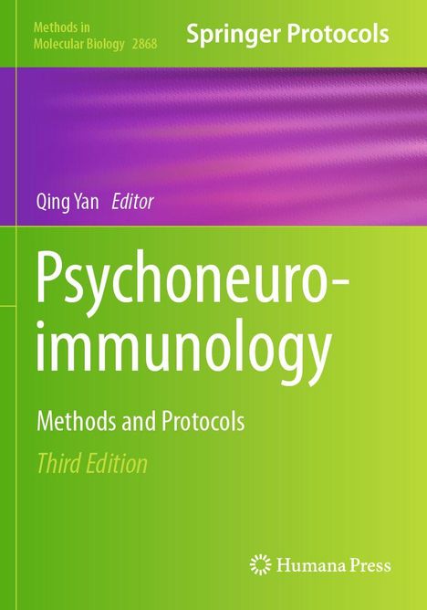 „Psychoneuroimmunology: Methods and Protocols, Third Edition“ auf grün-lila Hintergrund. Logo: Humana Press.