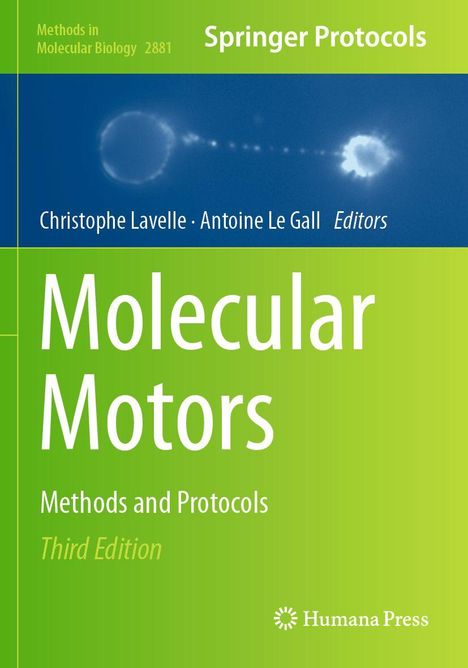 Cover des Buches „Molecular Motors“, Drittauflage, grün-blaues Design mit einer wissenschaftlichen Abbildung.
