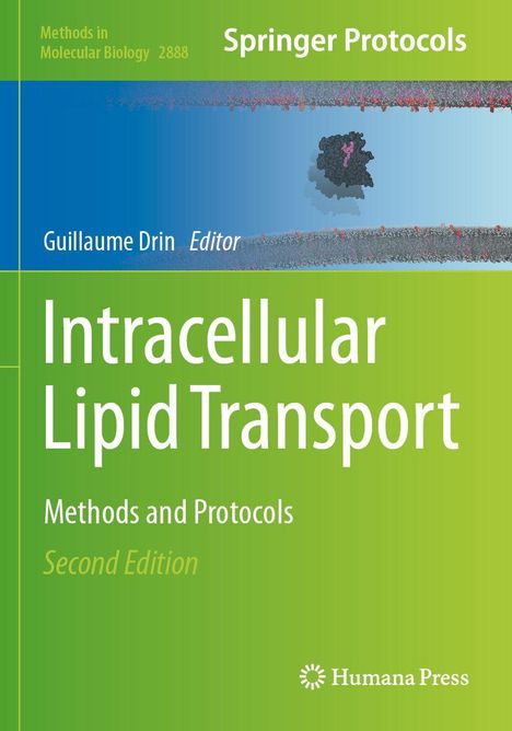 "Intracellular Lipid Transport: Methods and Protocols, Second Edition." Grüner Hintergrund, mittig ein molekulares Diagramm.