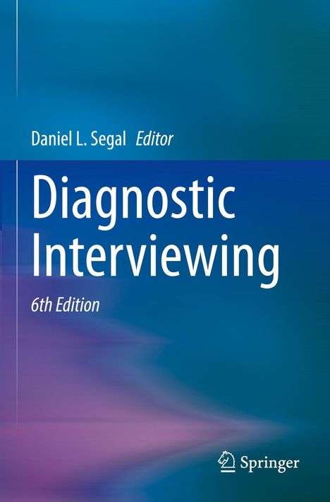 "Daniel L. Segal Editor, Diagnostic Interviewing, 6th Edition." Ein abstrakter Hintergrund in Blau und Violett. Springer-Logo unten.
