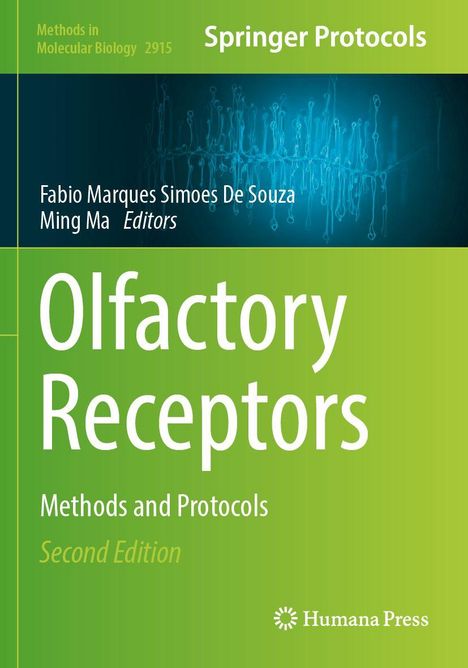 „Olfactory Receptors: Methods and Protocols, Second Edition“. Grüner Hintergrund, wissenschaftliches Thema.