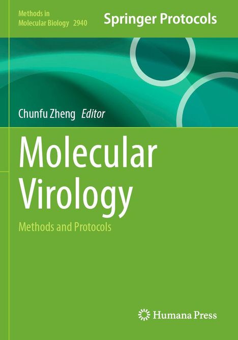 Buchtitel: "Molecular Virology: Methods and Protocols". Herausgeber: Chunfu Zheng. Grünes Design mit Kreisen.