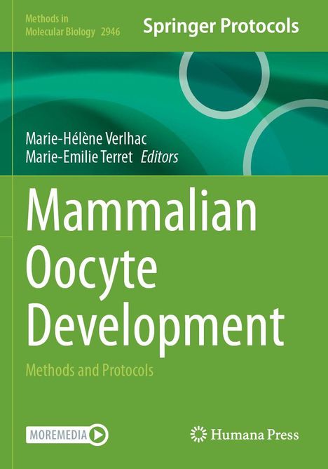 Titel: Mammalian Oocyte Development. Grün-Türkises Design mit "Springer Protocols"-Logo.