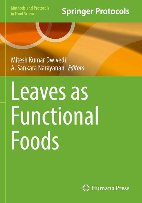 "Leaves as Functional Foods" steht auf einem grünen Hintergrund. Verlagslogo unten rechts.