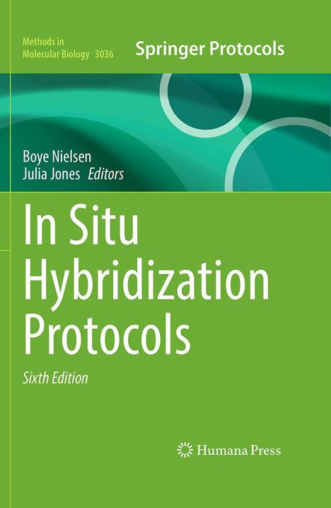 Covertext: "In Situ Hybridization Protocols, Sixth Edition." Grünes Design mit abstrakten Kreisen und Verlagslogo.