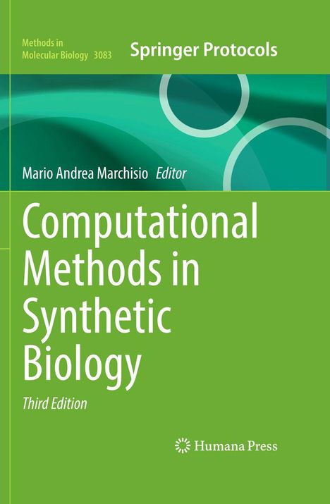 „Computational Methods in Synthetic Biology, Third Edition“. Grüner Hintergrund, geometrische Muster im oberen Bereich.