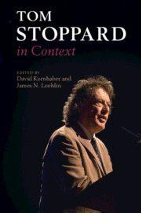 "Tom Stoppard in Context," herausgegeben von David Kornhaber und James N. Loehlin; zeigt einen Mann am Mikrofon.