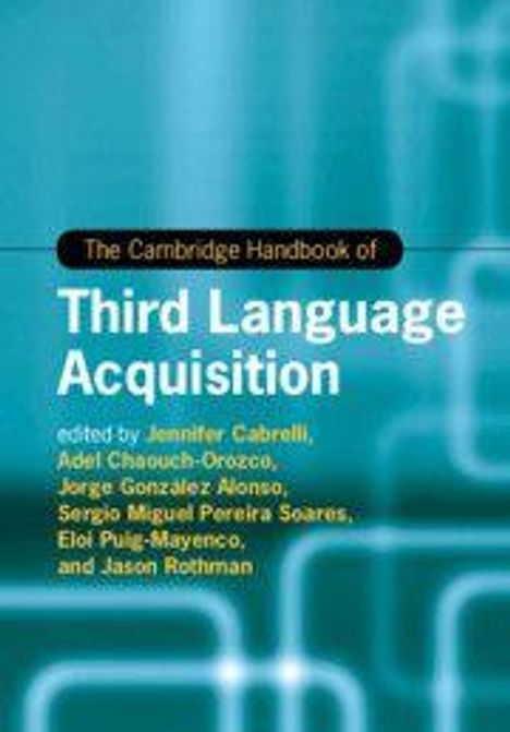Text: "The Cambridge Handbook of Third Language Acquisition" von Jennifer Cabrelli und anderen. Hintergrund: abstrakte blaue Formen.