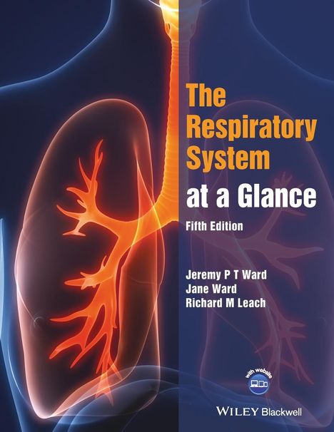 Ein Buchcover mit dem Titel "The Respiratory System at a Glance, Fifth Edition" von Jeremy P T Ward, Jane Ward, Richard M Leach. Darauf eine Illustration mit durchscheinenden menschlichen Lungen.
