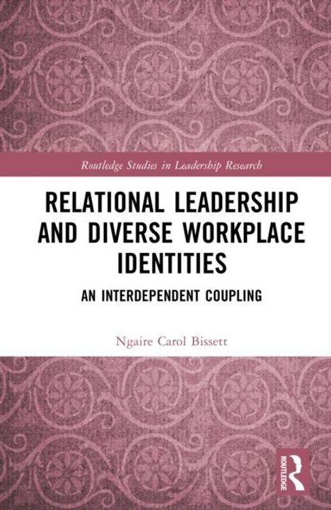 Titel: Relational Leadership and Diverse Workplace Identities. Design: Rosafarbener Hintergrund mit Ornamenten.