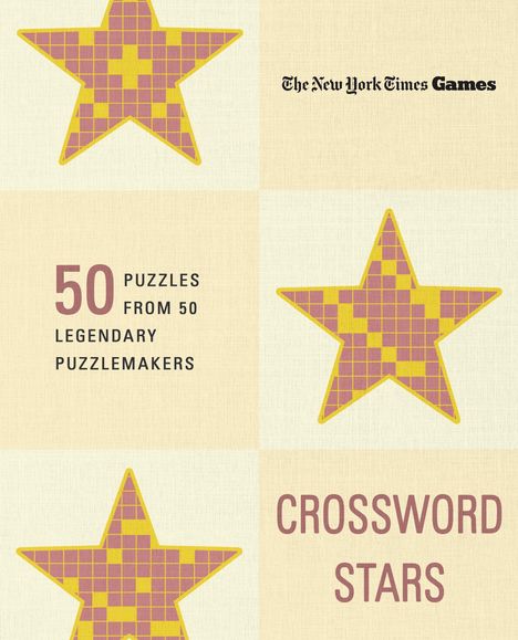 Texte: "50 Puzzles from 50 Legendary Puzzlemakers", "Crossword Stars". Illustration mit Sternen und Kreuzworträtseln.