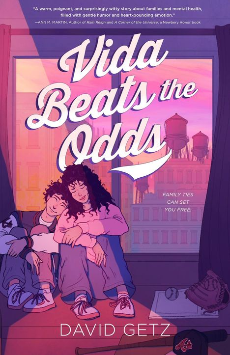 „Vida Beats the Odds“, „Family ties can set you free.“, David Getz. Illustration: Zwei Personen umarmen sich am Fenster.
