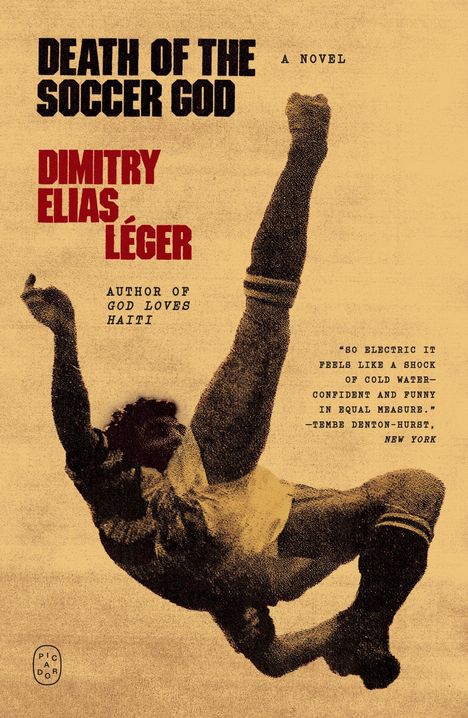 „Death of the Soccer God“ von Dimitry Elias Léger. Illustration eines Fußballspielers in einer akrobatischen Pose.