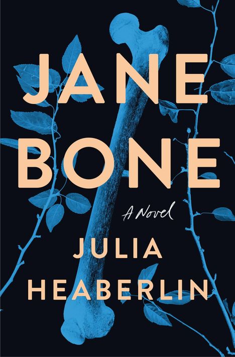 "JANE BONE A NOVEL JULIA HEABERLIN FLATIRON BOOKS COVER FORTHCOMING" Schwarzer Text auf weißem Hintergrund, blauer Rand.
