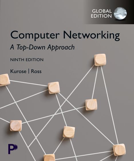 "Computer Networking: A Top-Down Approach, Ninth Edition, Kurose | Ross", globusähnliches Logo, Netzwerkdiagramm.