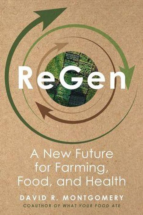 "ReGen: A New Future for Farming, Food, and Health" von David R. Montgomery. Kreise mit Naturmotiv im Hintergrund.