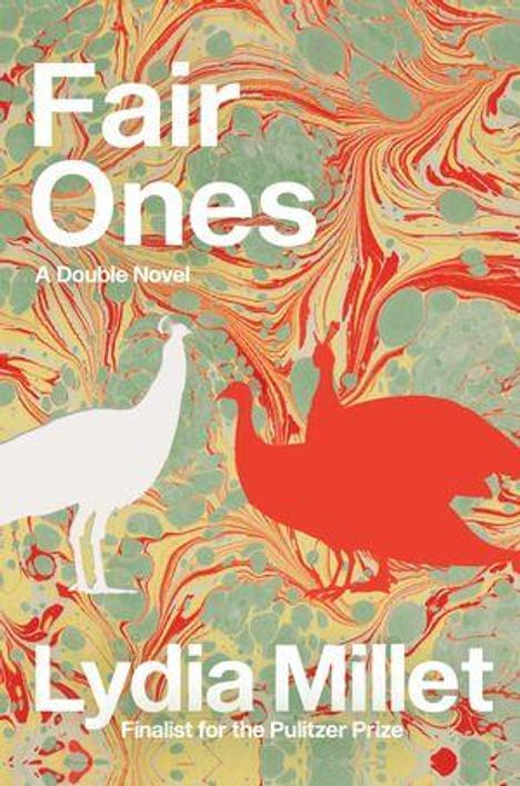 "Fair Ones", "A Double Novel", "Lydia Millet", "Finalist for the Pulitzer Prize". Zwei Vögel-Silhouetten auf buntem Hintergrund.