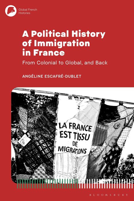 Titel: "A Political History of Immigration in France". Bild zeigt bunte Stoffe.