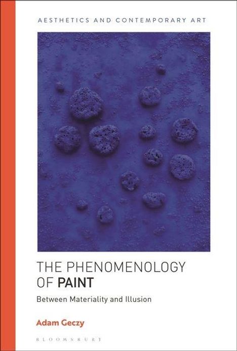 „THE PHENOMENOLOGY OF PAINT. Between Materiality and Illusion.“ Oben blauer Hintergrund mit erhabenen Strukturen.