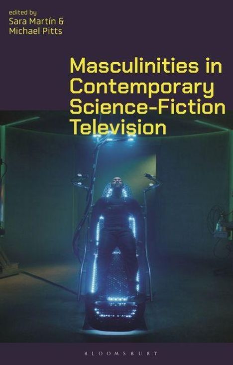 „Masculinities in Contemporary Science-Fiction Television“. Eine Person in einem futuristischen, leuchtenden Stuhl.