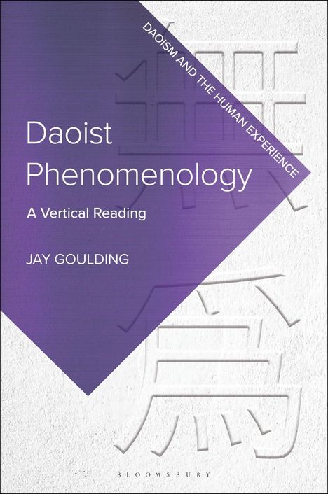 "Daoist Phenomenology: A Vertical Reading" von Jay Goulding. Violettes Dreieck auf strukturiertem Hintergrund.