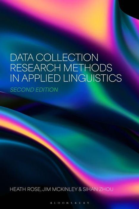 "Data Collection Research Methods in Applied Linguistics. Second Edition. Heath Rose, Jim McKinley & Sihan Zhou." Buntes Hintergrundmuster.