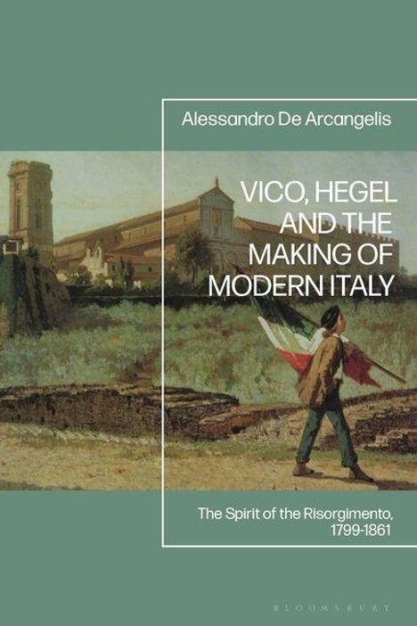 Buchtitel: "Vico, Hegel and the Making of Modern Italy" von Alessandro De Arcangelis. Ein Mann mit italienischer Flagge.