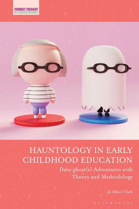 "FEMINIST THOUGHT IN CHILDHOOD RESEARCH. HAUNTOLOGY IN EARLY CHILDHOOD EDUCATION" Zwei stilisierte Figuren mit Brillen.