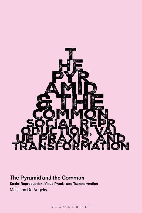 Ein Pyramiden-Logo aus Text: "THE PYRAMID & THE COMMON SOCIAL REPRODUCTION, VALUE PRAXIS, AND TRANSFORMATION". Unten: "Massimo De Angelis".