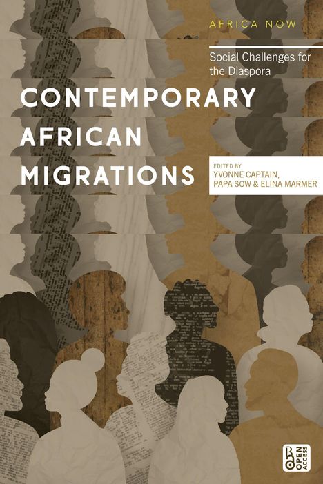 "Contemporary African Migrations: Social Challenges for the Diaspora." Silhouetten von Personen auf strukturiertem Hintergrund.
