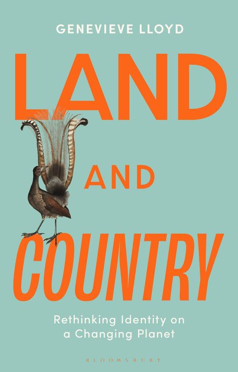 "LAND AND COUNTRY" steht groß in Orange. Darunter: "Rethinking Identity on a Changing Planet". Illustration: Vogel mit imposanten Federn.