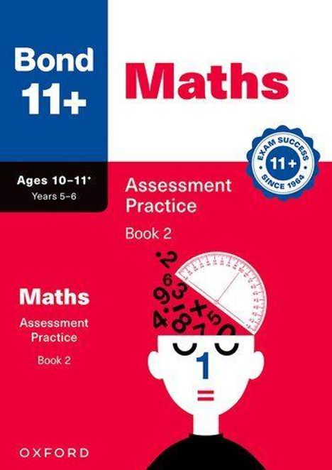 „Bond 11+ Maths“, „Ages 10–11 Years 5–6“, „Assessment Practice Book 2“. Illustration: Person mit Zahlen und Winkelmesser.