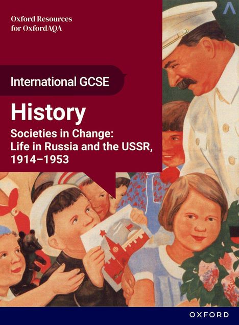 International GCSE History: Societies in Change. Illustration von Kindern und einem Mann in Uniform.