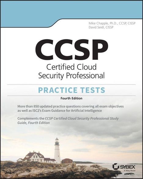 „CCSP Certified Cloud Security Professional Practice Tests, Fourth Edition“. Bild eines Leuchtturms an der Küste.