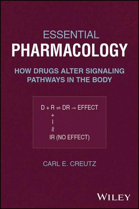 Cover von "Essential Pharmacology", Text: "How drugs alter signaling pathways in the body", Diagramm chemischer Prozesse.