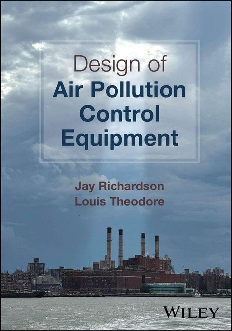 Text: "Design of Air Pollution Control Equipment," Autoren: Jay Richardson, Louis Theodore. Abgebildet ist eine Stadtlandschaft.