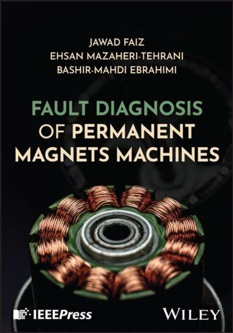 „Fault Diagnosis of Permanent Magnets Machines“ in großen Buchstaben, darunter ein Bild von Kupferspulen einer Maschine.