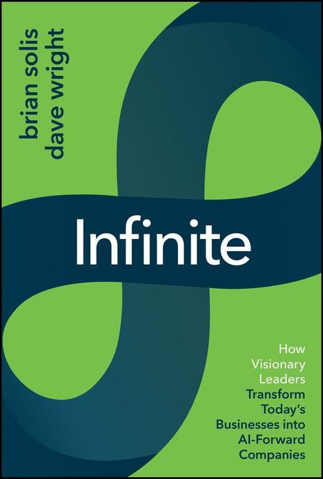"Infinite" in Weiß auf blau-grünem Hintergrund. Links rotierende Namen: "brian solis", "dave wright". Text rechts beschreibt Führung.