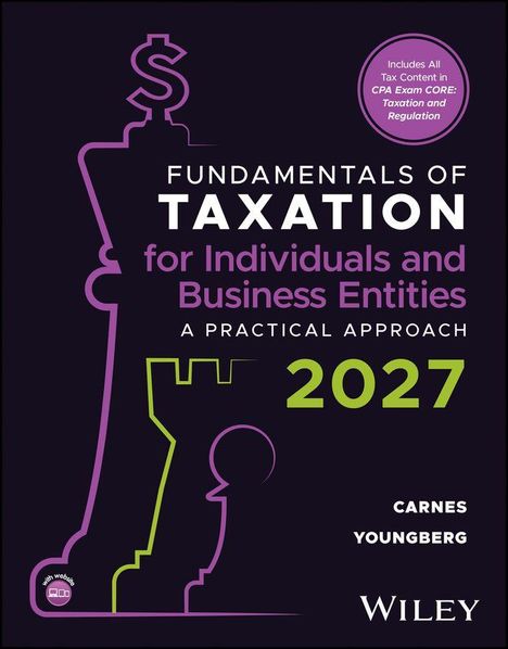 "Fundamentals of Taxation for Individuals and Business Entities 2027" zeigt Schachfiguren mit Dollarzeichen.
