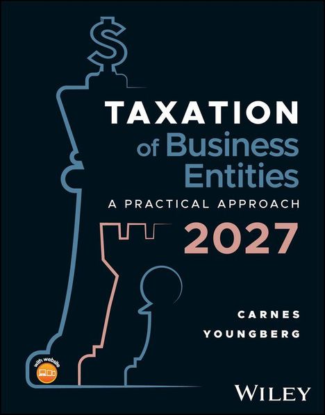 „TAXATION for Business Entities: A Practical Approach 2027“ steht in großen Buchstaben. Schachfigur und $-Zeichen.
